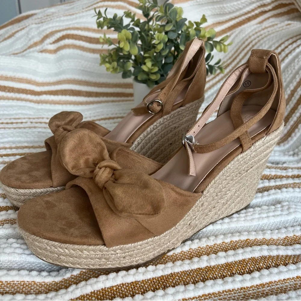Rilista Womens Wedge Platform Sandals Cute Bowknot OpenToeEspadrille‎ High Heels